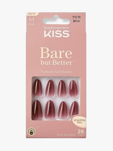 Kiss Bare But Better TruNude Press-On Nails in branded component on a light gray background