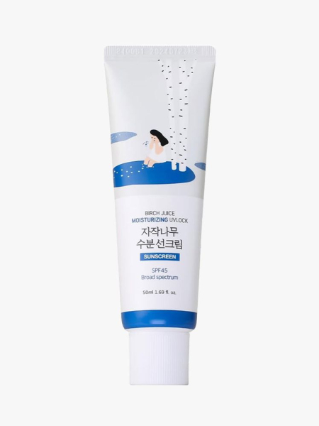 A bottle of Round Lab Birch Juice Moisturizing UV Lock Sunscreen SPF 45